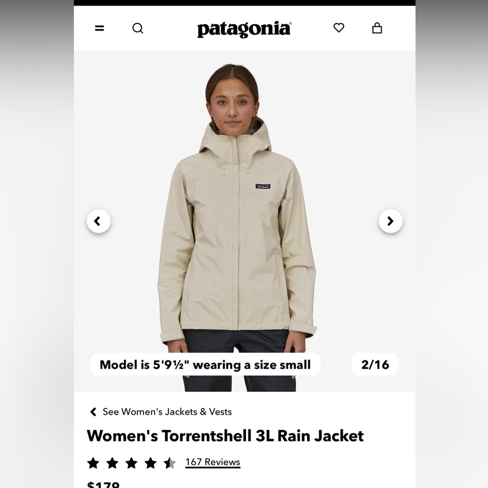 Brand New Patagonia Women's Torrentshell 3L Rain Jacket XS WHITE